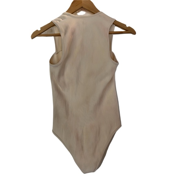 Chic Cream Ribbed Bodysuit - Picture 3 of 3